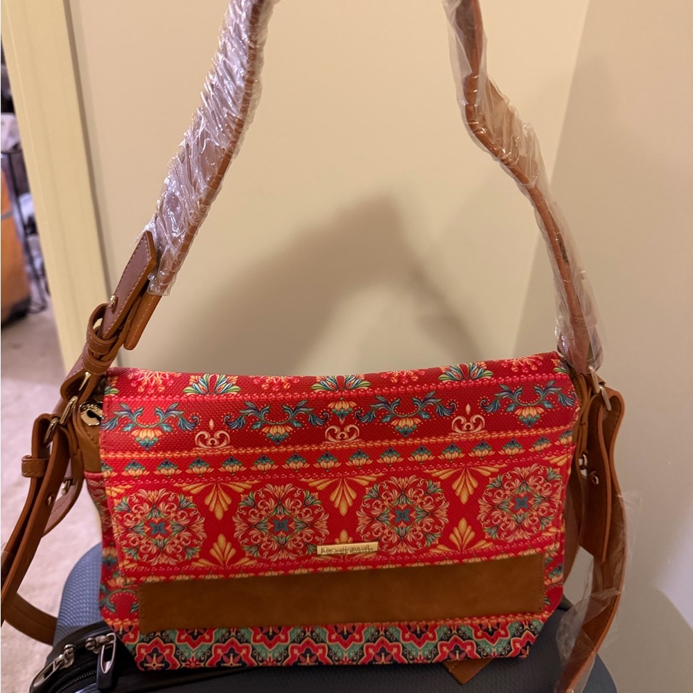 Desigual Red and Brown Patterned Shoulder Bag